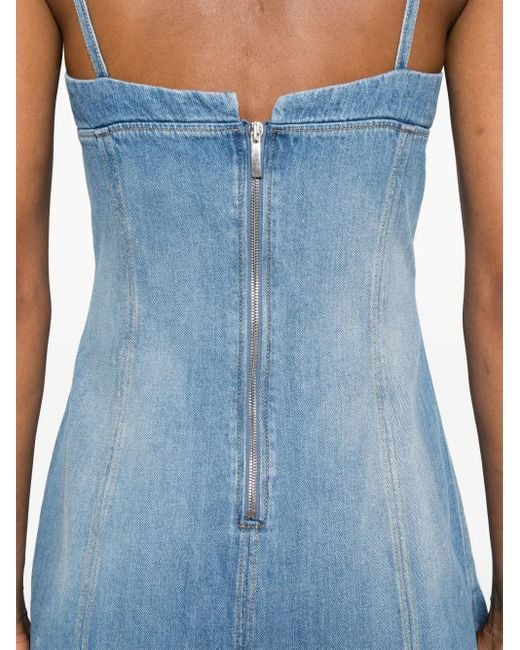 Nensi Dojaka Blue Godet-Design Denim Mini Dress