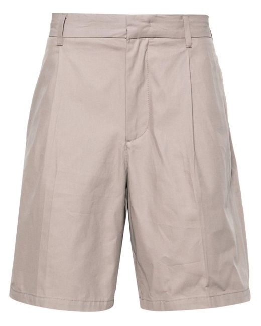 Emporio Armani Straight-leg Cotton Shorts in het Natural voor heren