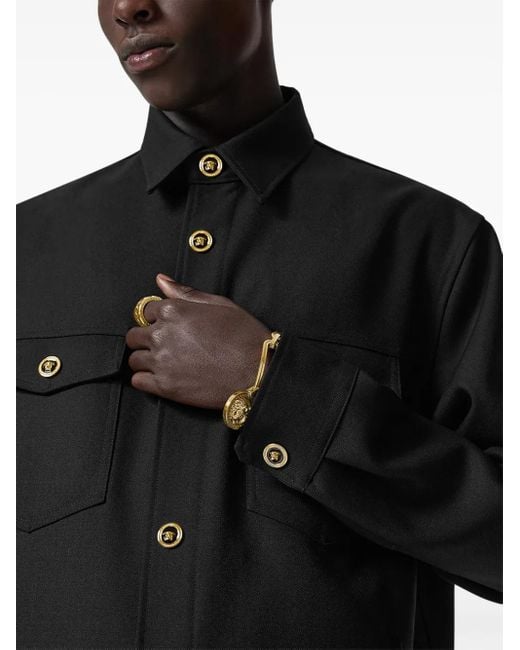 Versace Black Cavalry Wool Overshirt for men