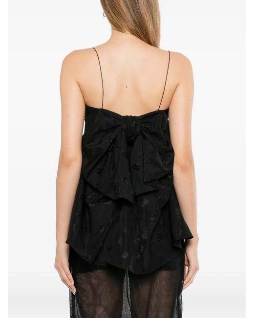 CECILIE BAHNSEN Black Floral-Embroidered Empire-Line Top