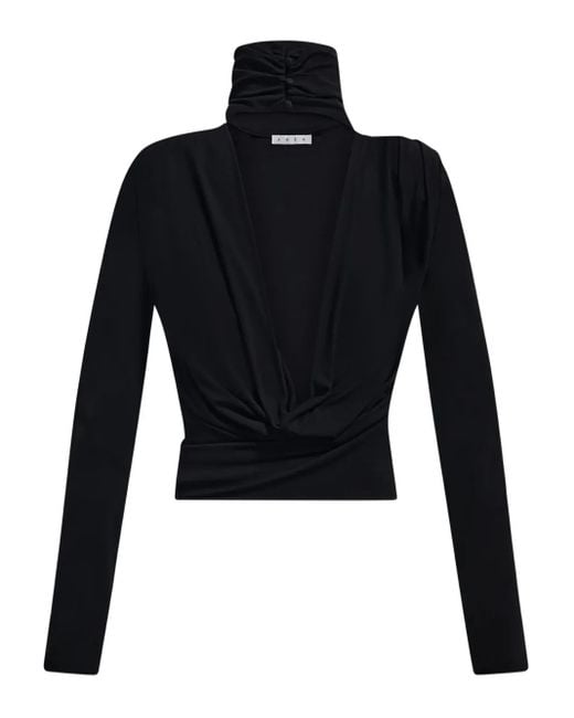 Area Blue Crystal-Cluster Draped Open-Back Top