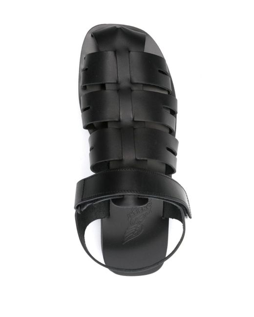 Ancient Greek Sandals Black Tilemachos Leather Sandals for men