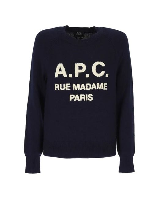A.P.C. Blue Logo-Embroidered Raglan-Sleeve Sweater