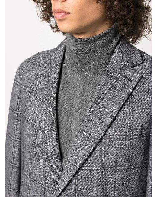 Circolo 1901 Gray Plaid-Check Single-Breasted Blazer for men