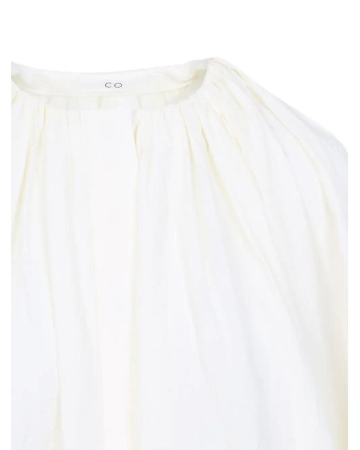 Co. White Drawstring Gathered Blouse