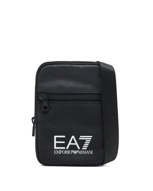 EA7 Black Logo-Print Shoulder Bag