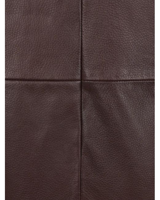 Max Mara Brown Hammered Leather Pencil Skirt
