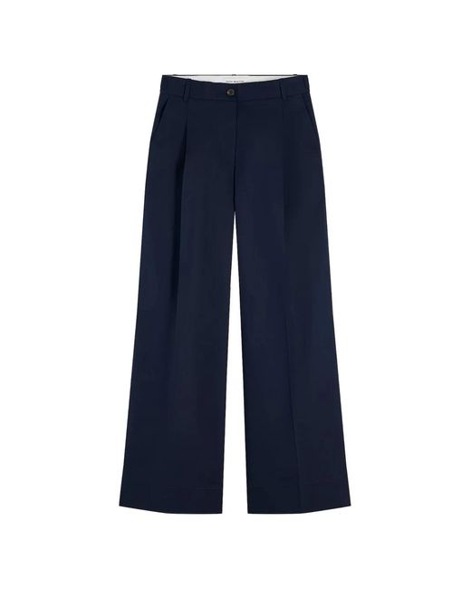 Tommy Hilfiger Blue Pleated Wide-Leg Trousers