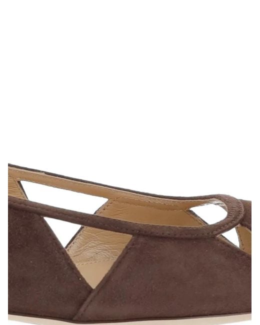 Arteana Brown Ballerines En Daim À Découpes