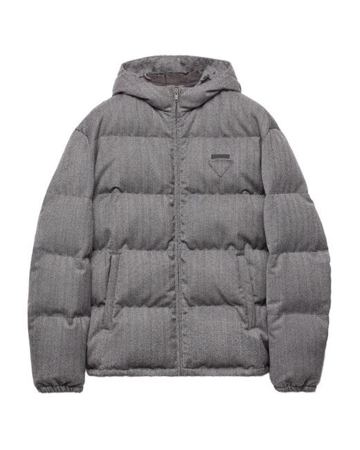 Prada Gray Medium-Weight Wool Down Jacket for men