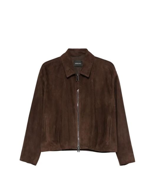 Simonetta Ravizza Brown Lavy Zip-Fastening Leather Jacket