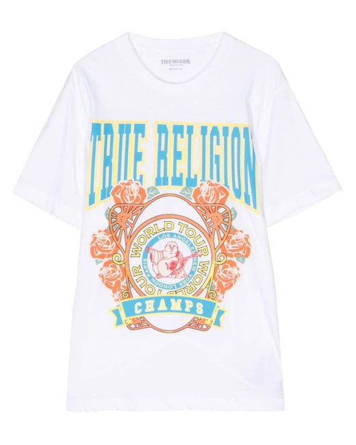 Camiseta con logo estampado True Religion de hombre de color White