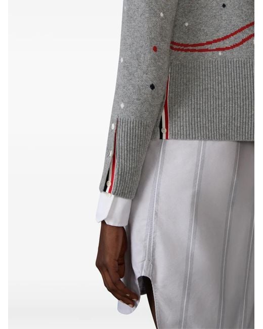 Thom Browne Gray Hector Reindeer Intarsia Cardigan