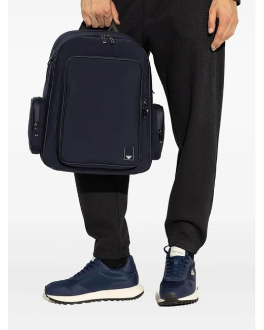 Emporio Armani Blue Travel Backpack for men