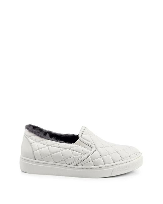 Madison Maison White Quilted Shearling-Lined Sneakers