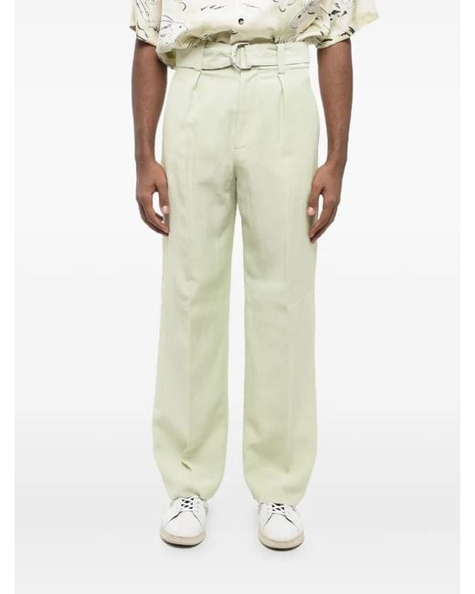 Jil Sander Natural Single-Pleat Belted Trousers for men