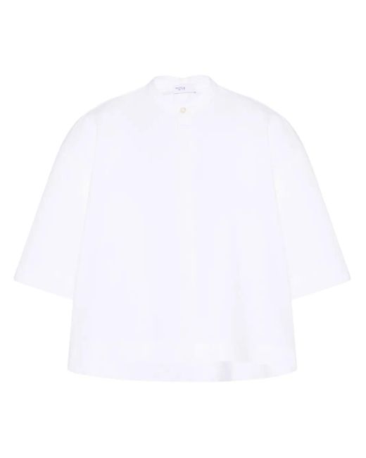 Rosetta Getty Cropped Popeline Blouse in het White