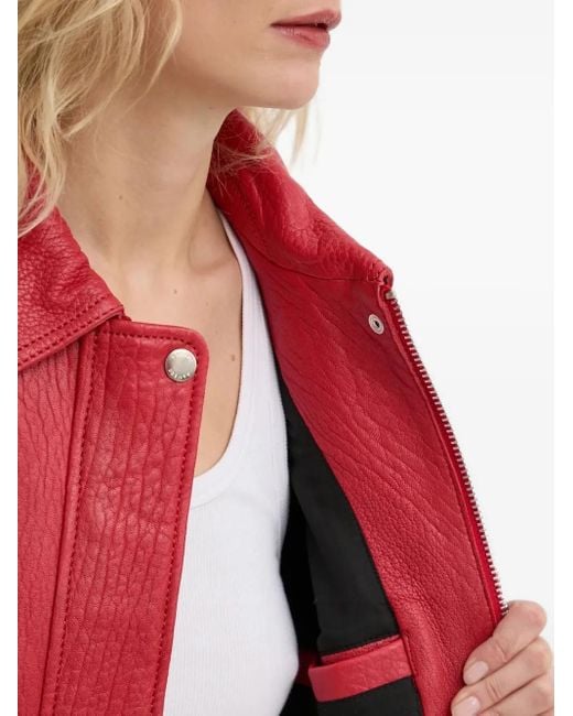 Chaqueta Sanok de piel con cremallera Samsøe & Samsøe de color Red