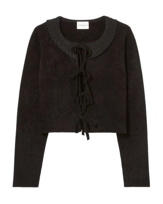 Claudie Pierlot Black Tie-Front Embellished Cardigan