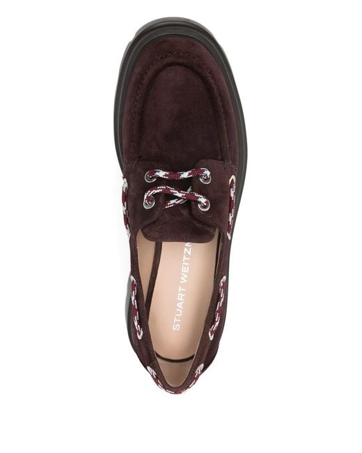 Stuart Weitzman Brown 50Mm Lace-Up Platform Loafers