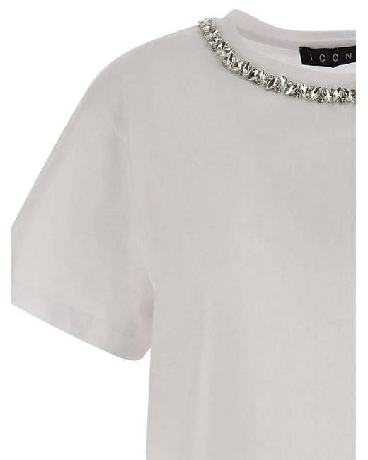 Kaos White Icona Embellished T-Shirt