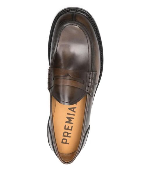 Premiata Gray Penny Slot Detail Leather Loafers for men
