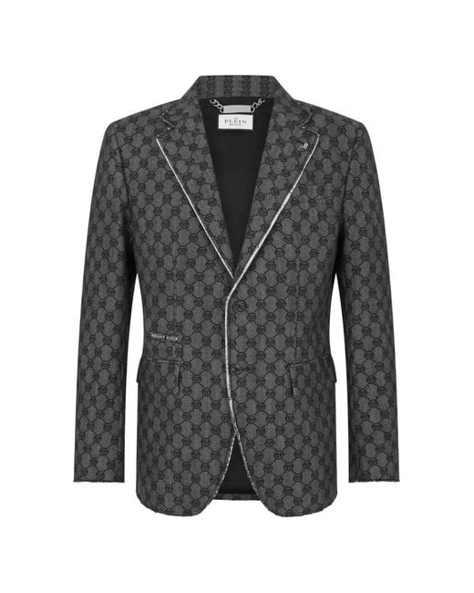Philipp Plein Black Miami Vice Monogram Blazer for men