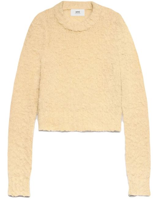 AMI Natural Crew-Neck Brushed Jumper