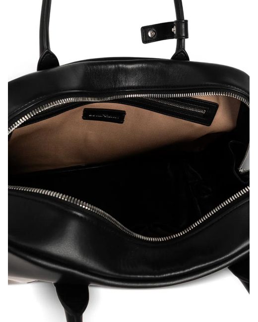 Emporio Armani Black Top-Handle Embossed Tote Bag