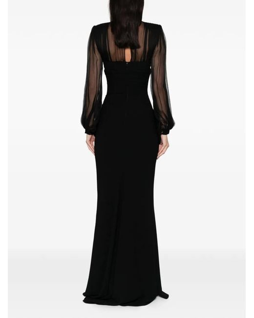 SILK LOVE & LACE Black Margot Long-Sleeve Maxi Dress