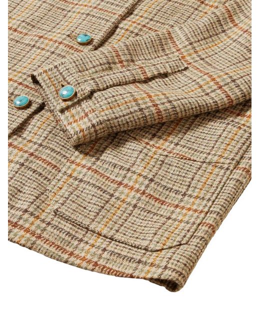 Fortela Natural Scotland Check Stone-Button Blazer