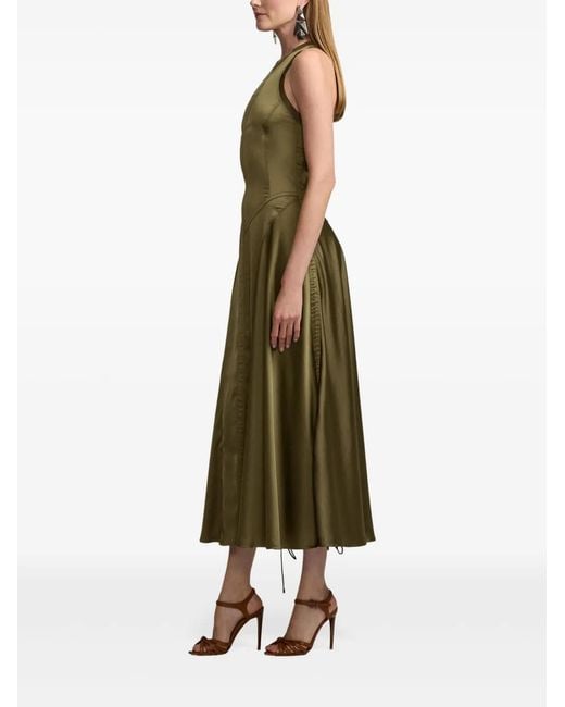 Ralph Lauren Green Ruched-Detailing Midi Dress