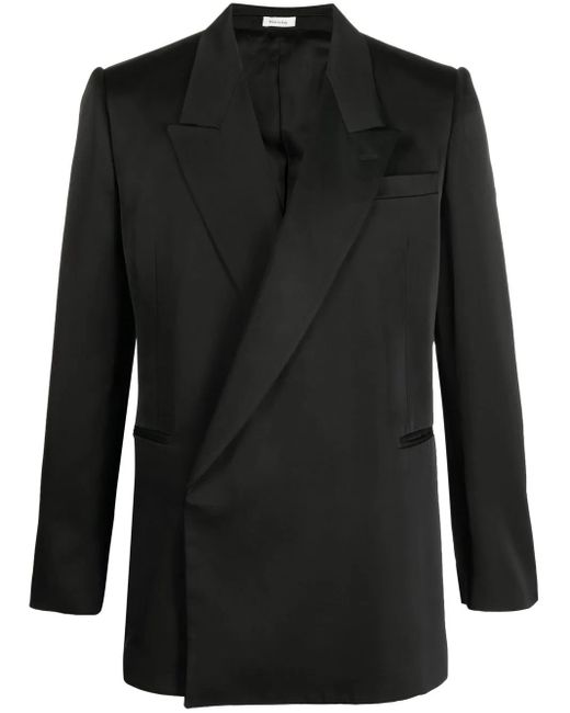 McQueen Black Double-Breasted Blazer for men