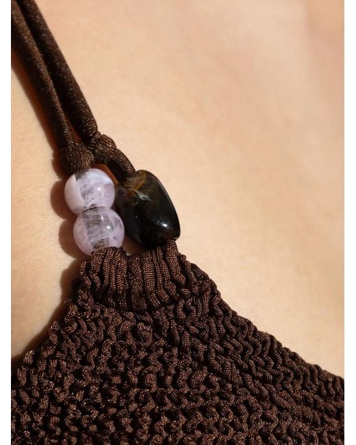 Hunza G Brown Cassie Beaded Bikini