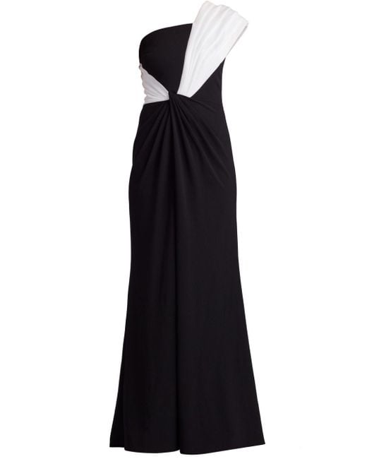 Robe longue drapée Tadashi Shoji en coloris Black
