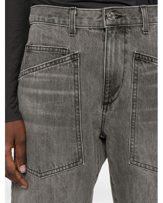 Nili Lotan Gray Faded Patch-Pocket Jeans