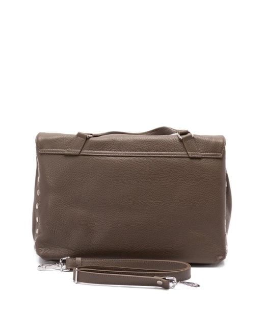 Zanellato Brown Medium Postina Studded Turn-Lock Tote Bag