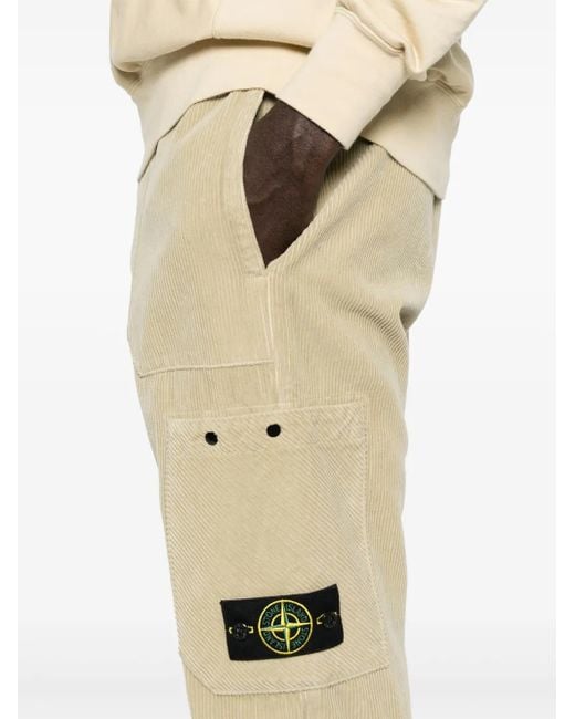 Stone Island Natural Corduroy Trousers for men