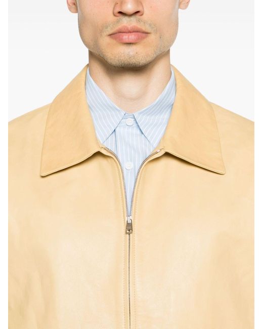 Sandro Natural Zip-up Leather Shirt Jacket for men