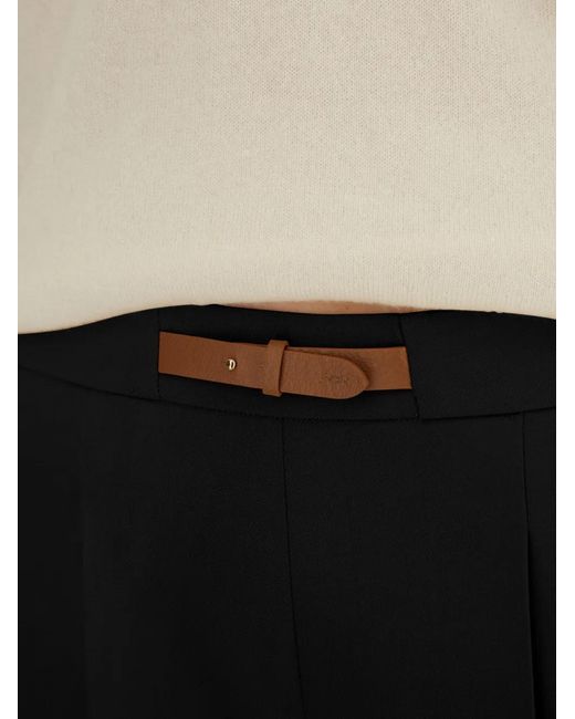 Herno Black Leather Strap Pleated Trousers