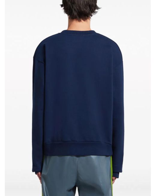 Marni Blue Logo-Print Cotton Sweatshirt for men