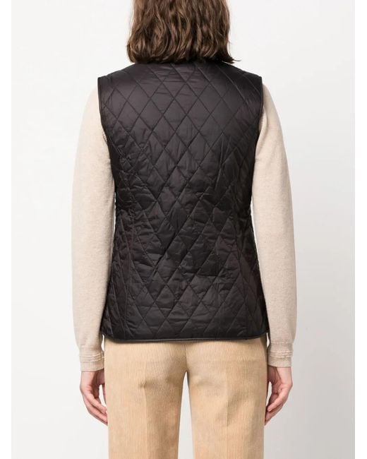 Chaleco acolchado con logo bordado Barbour de color Black