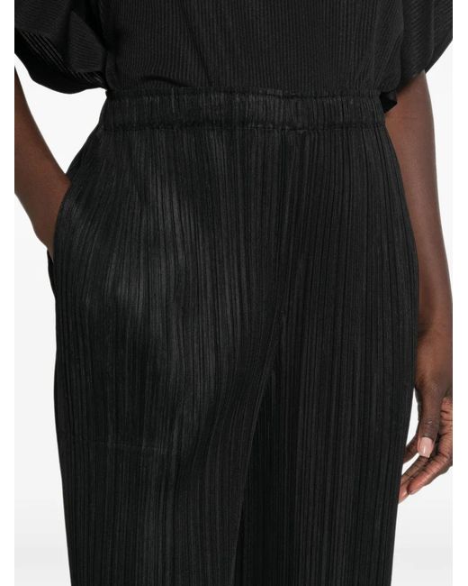 Pleats Please Issey Miyake Black Pleated Cropped Trousers