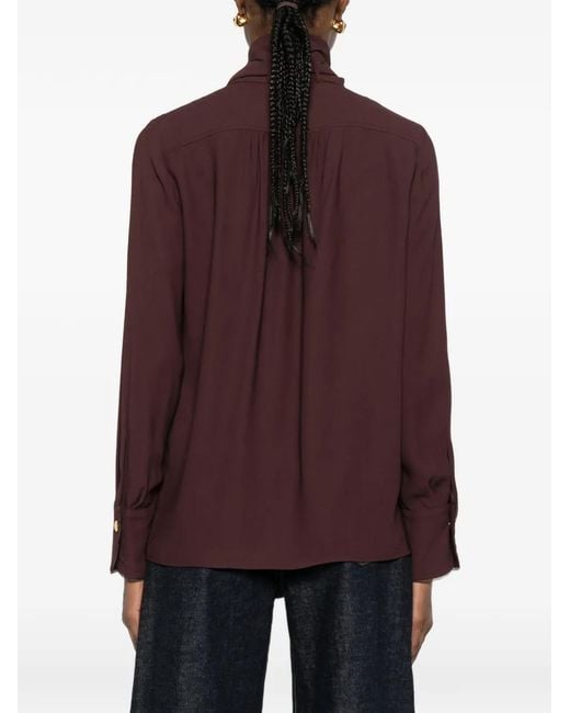 Elisabetta Franchi Purple V-Neck Buttoned Top