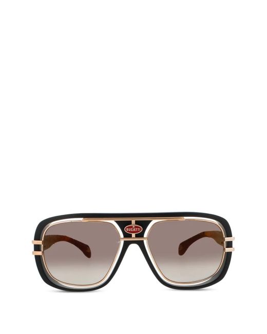 Bugatti Gray Logo-Plaque Pilot-Frame Sunglasses for men
