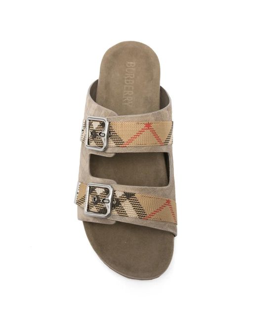 Burberry White Check Suede Urchin Sandals for men