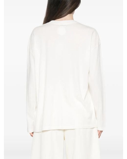 Anine Bing White Logo-Print Long-Sleeve T-Shirt