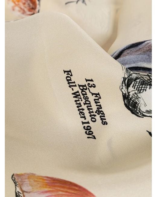 Moschino Natural Mushroom-Print Silk Scarf