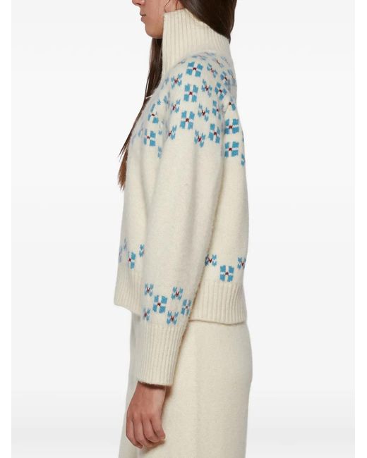 Calle Del Mar White Call Del Mar Fair Isle Zip Knitwear