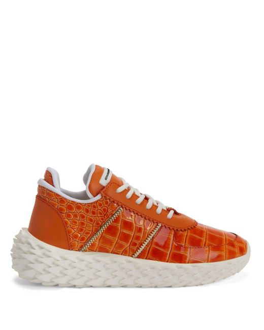 Giuseppe Zanotti Orange Urchin Sneakers mit Kroko-Print